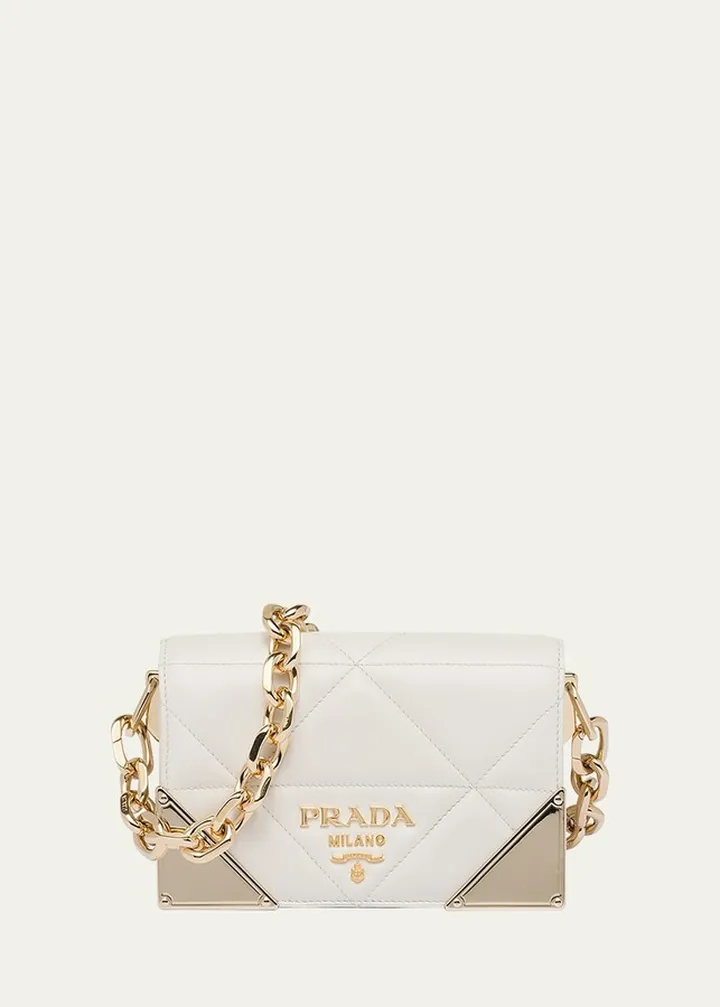 Triangle Lambskin Chain Shoulder Bag