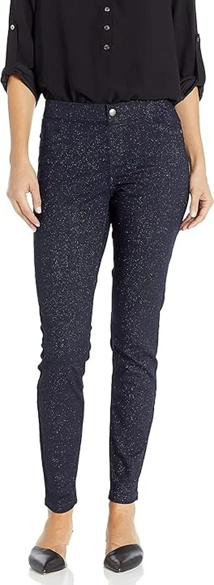 HUE Women's Sparkle Tux Denim Leggings (Emperor) Women's Casual Pants