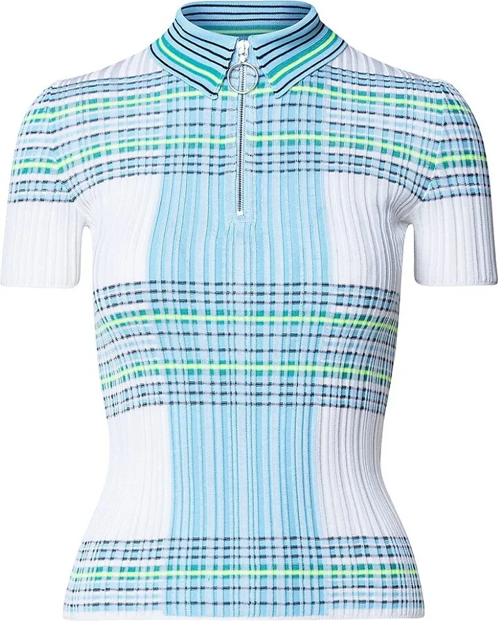 Check Polo Knit Top