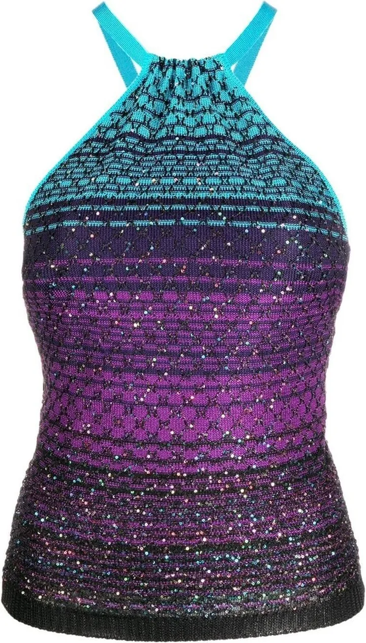 Sequin-Embellished Halterneck Top