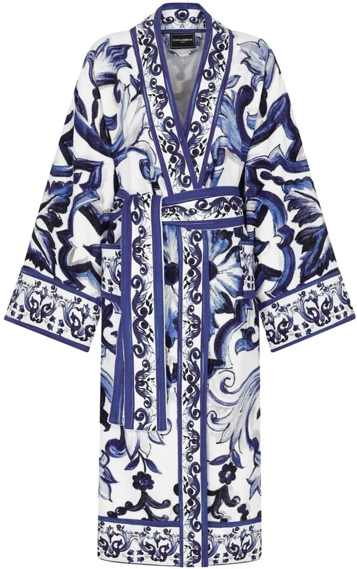 Graphic-Print Long Sleeve Bathrobe