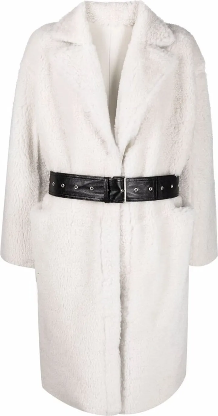 Shearling Belted Midi Coat
