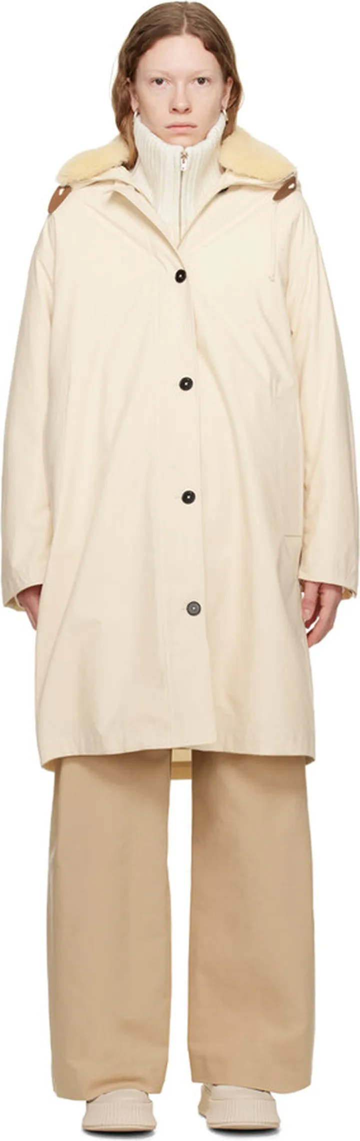 Jil Sander Beige Hooded Parka