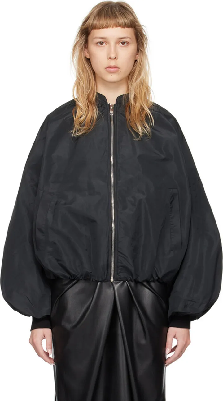 MSGM Black Balloon Sleeve Bomber Jacket