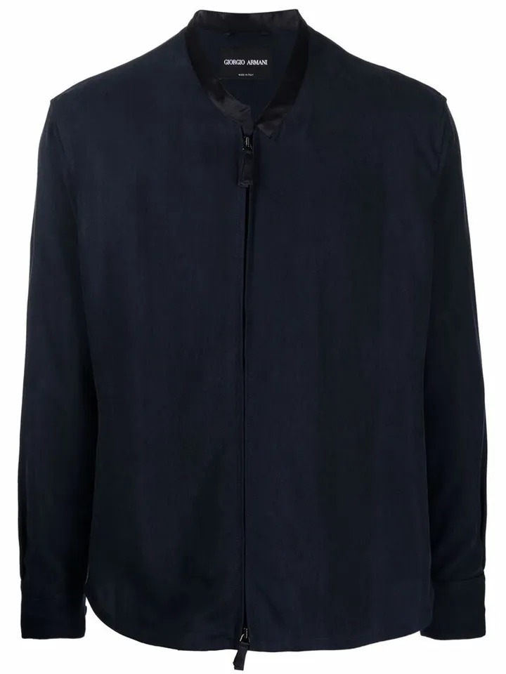 Zip-Up Silk Bomber Jacket