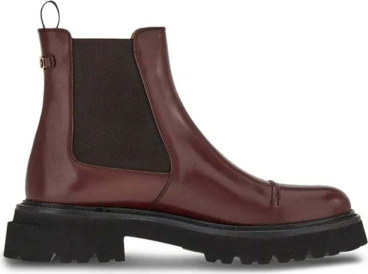 Gancini leather chelsea boots