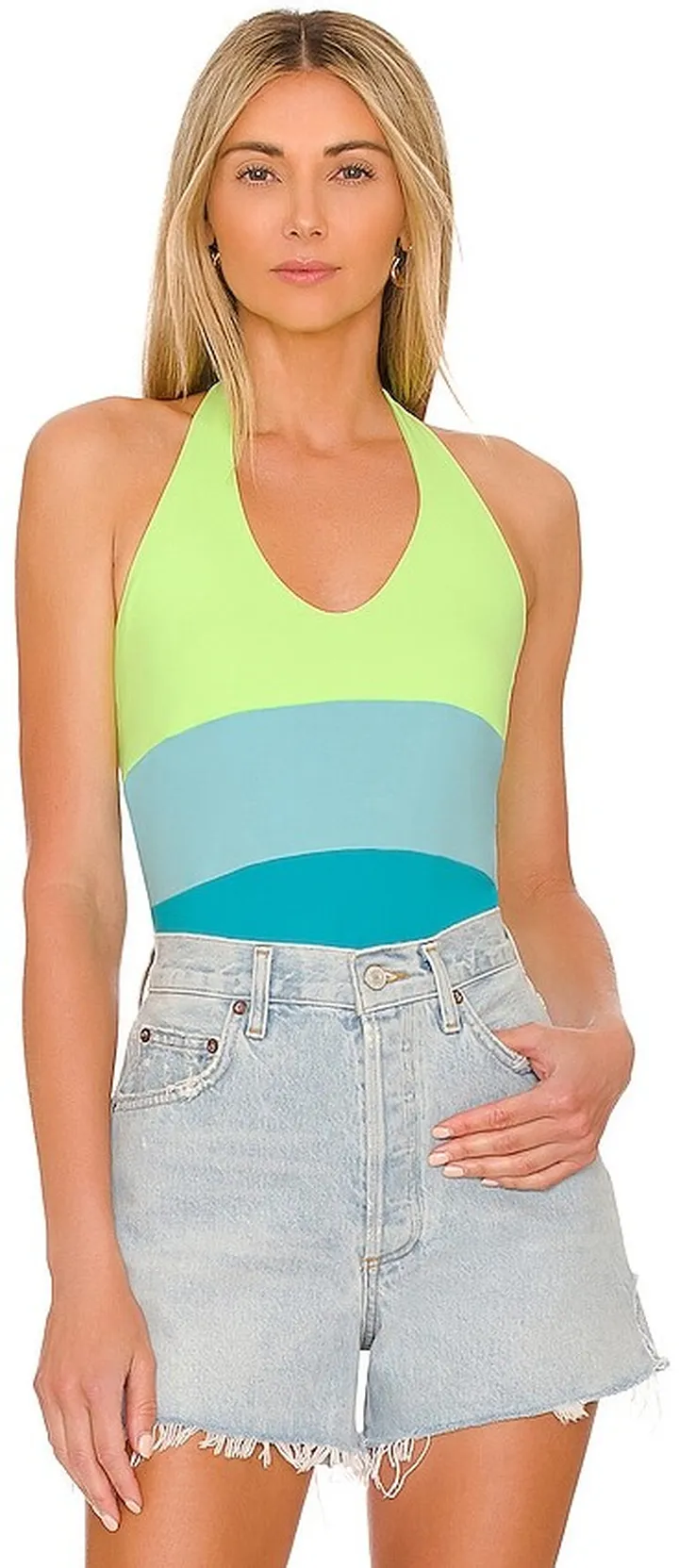 Colorblocked Halter Top