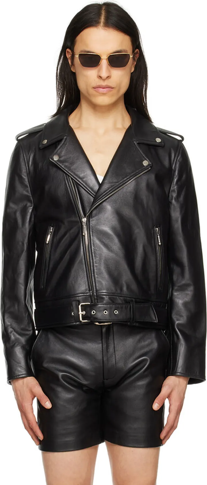 Ernest W. Baker Black Perfecto Leather Jacket