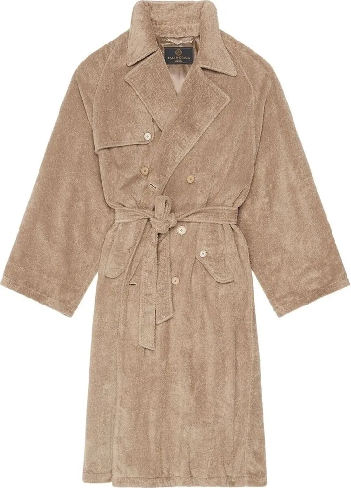 Towelling-Finish Cotton Trench-Coat