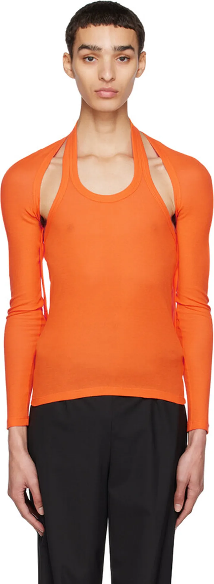 Dion Lee Orange Modular Halter Long Sleeve T-Shirt