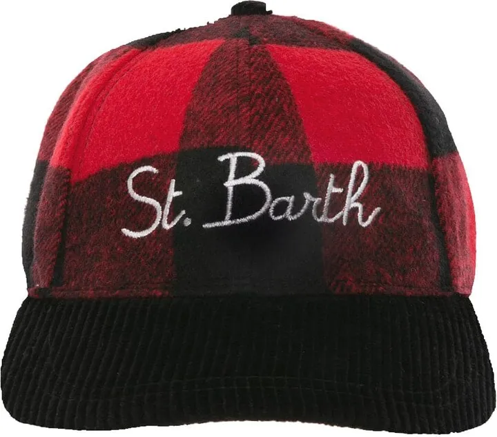 Baseball hatRed and black check printSt. Barth embroideryOne size