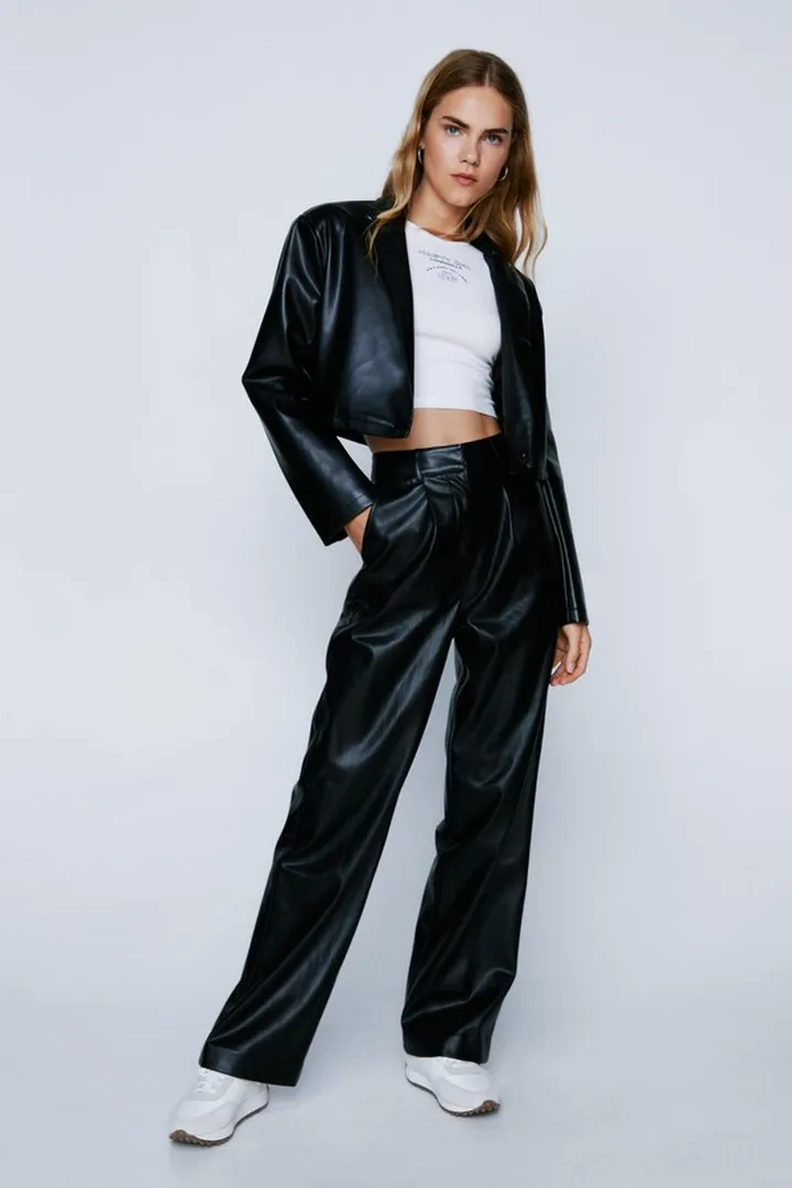 Nasty Gal Womens Faux Leather Straight Leg Pants