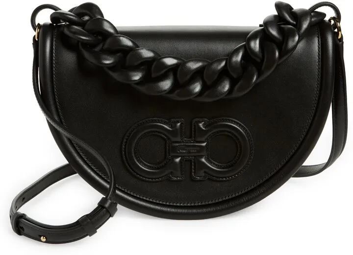 Aura Crescent Calfskin Shoulder Bag