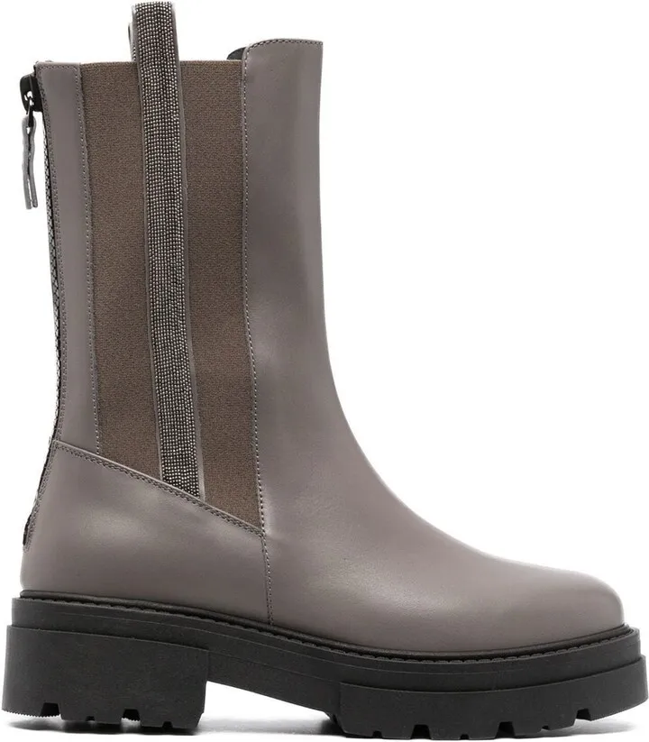 Bead-Embellished Combat Boots