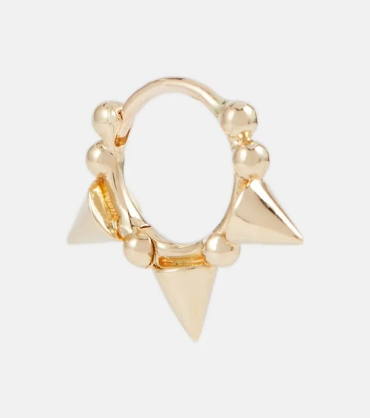 Triple Short Spike Clicker 14kt yellow gold single hoop earring
