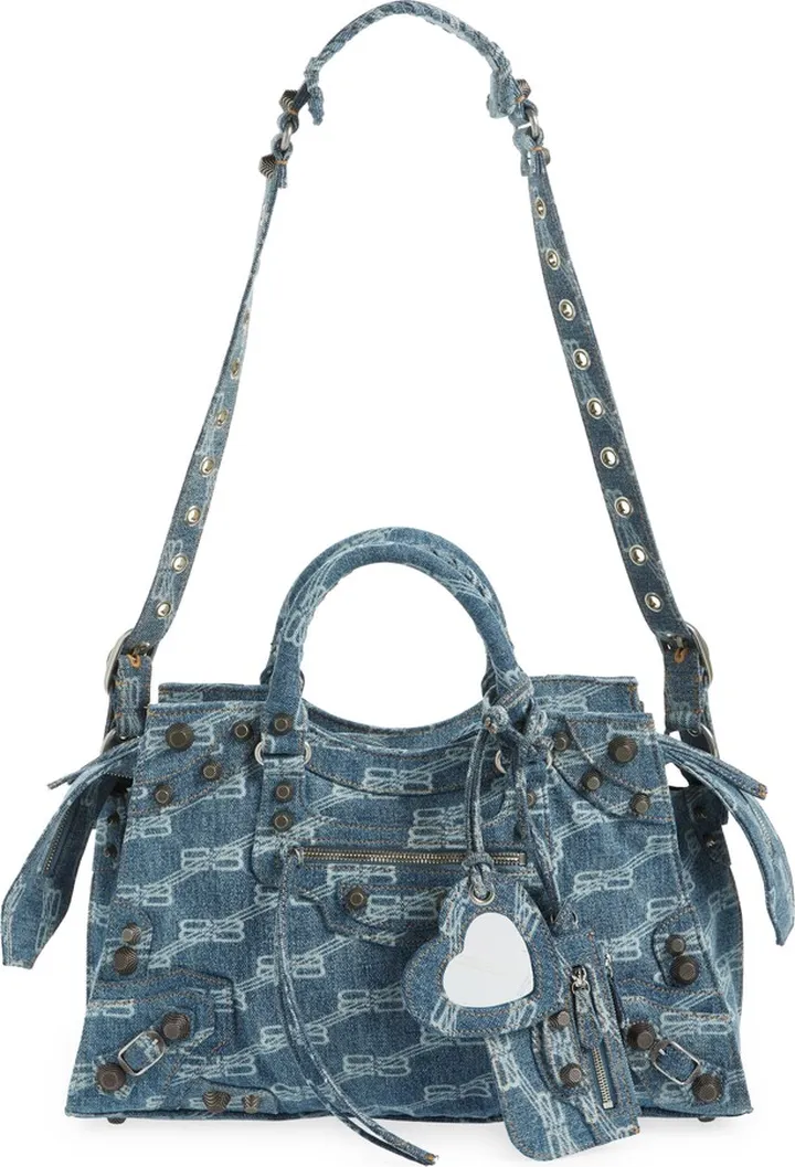 Neo Cagole City License Logo Denim Shoulder Bag