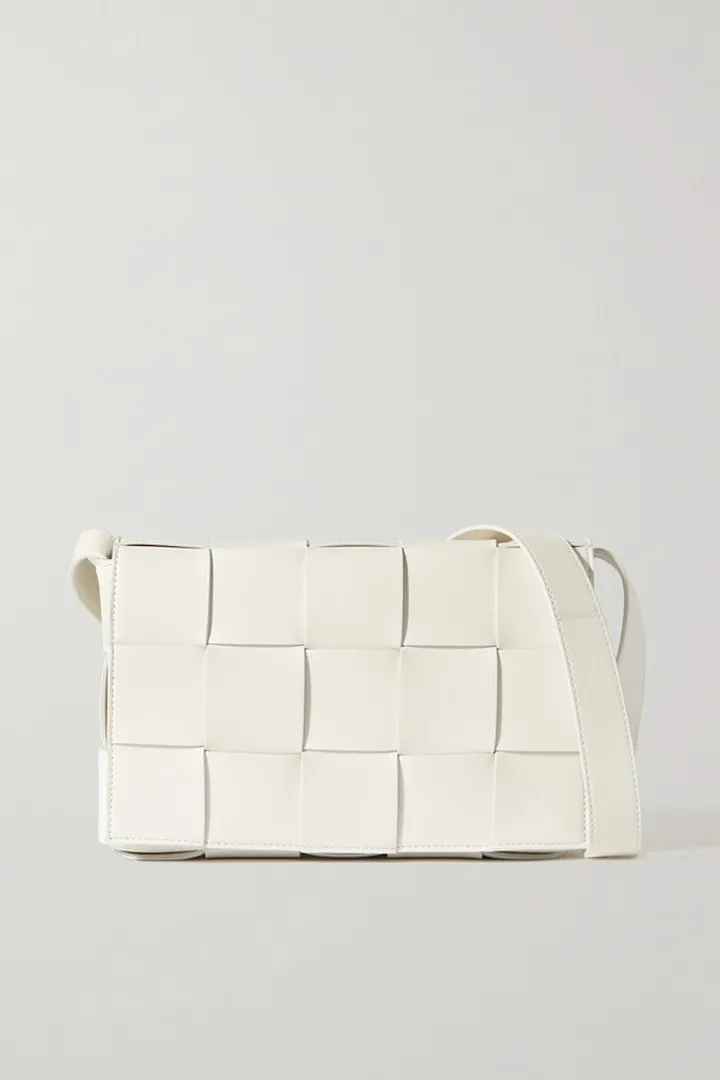 Bottega Veneta - Cassette Intrecciato Leather Shoulder Bag - White