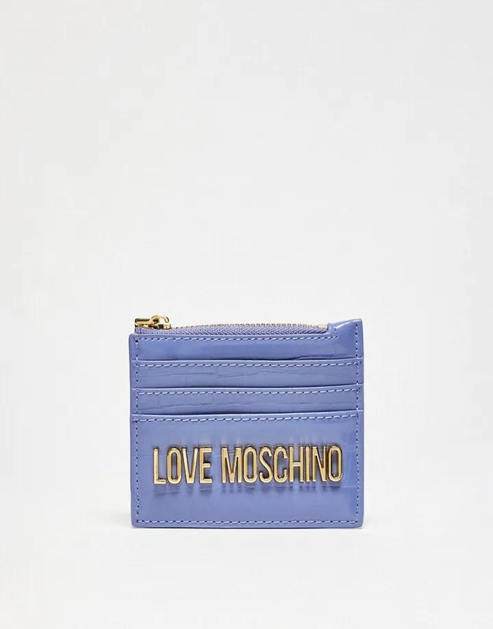 Love Moschino card holder in lilac croc