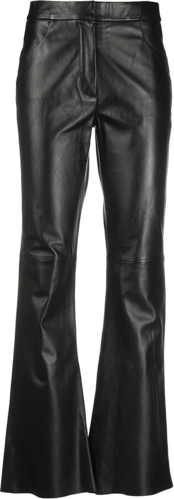 High-Waisted Flared Leather Trousers