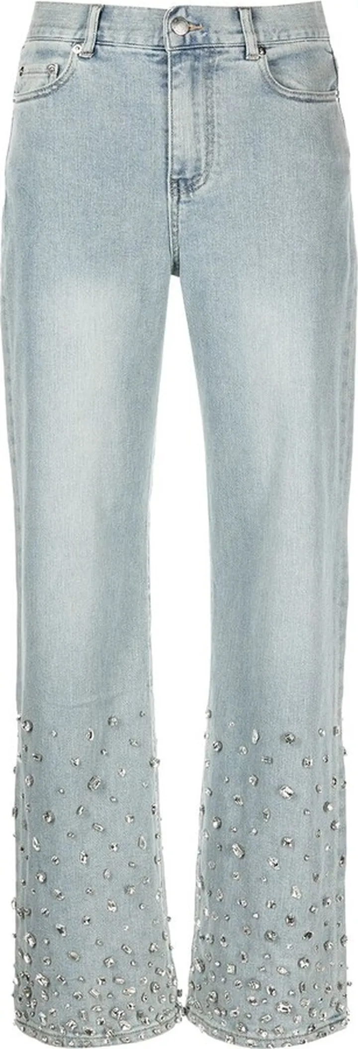 Sparkle crystal-embellished wide-leg jeans