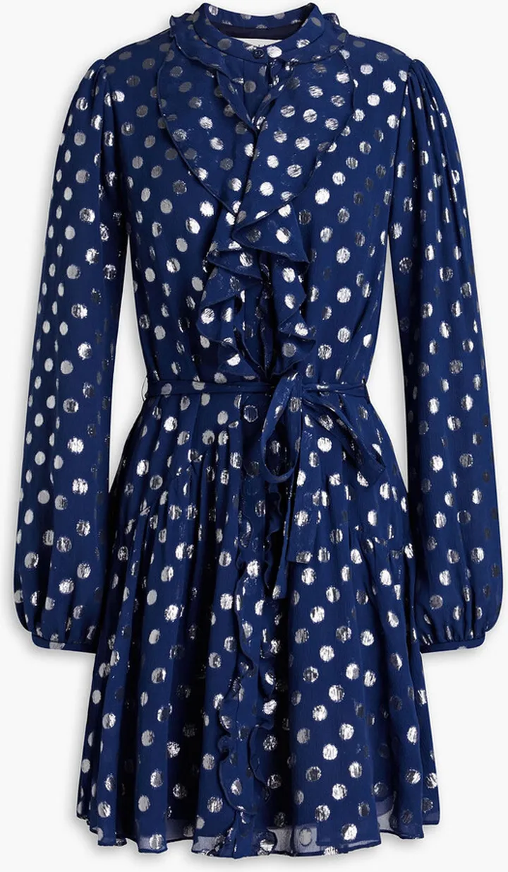 Tilly metallic fil coupé silk-blend georgette mini dress