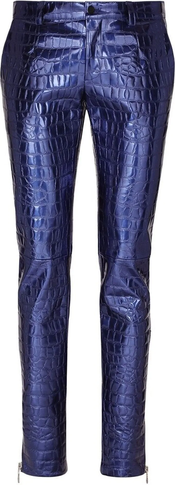 Metallic-Finish Skinny Trousers