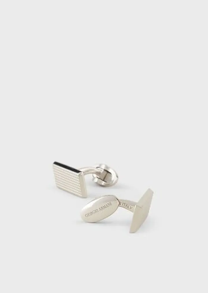 925 Sterling Silver Cufflinks With A Stippled Effect