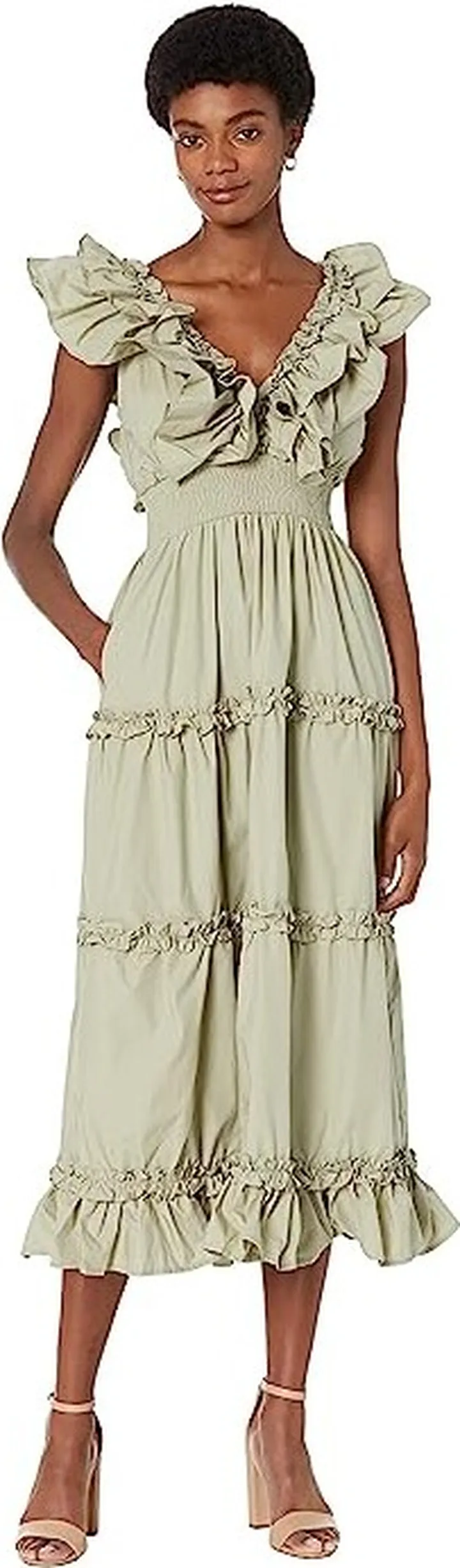 en saison Construct Midi Dress (Sage) Women's Clothing