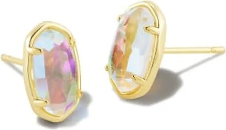 Grayson Gold Stud Earrings in Dichroic Glass