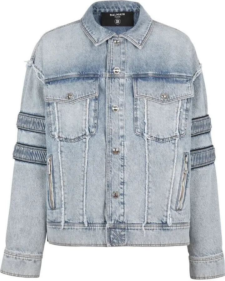 Balmain Strap-Detail Denim Jacket