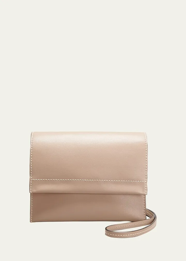 Accordion Flap Leather Crossbody Bag