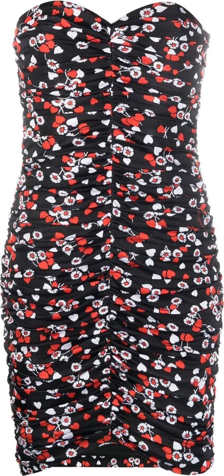 Floral-Print Strapless Minidress