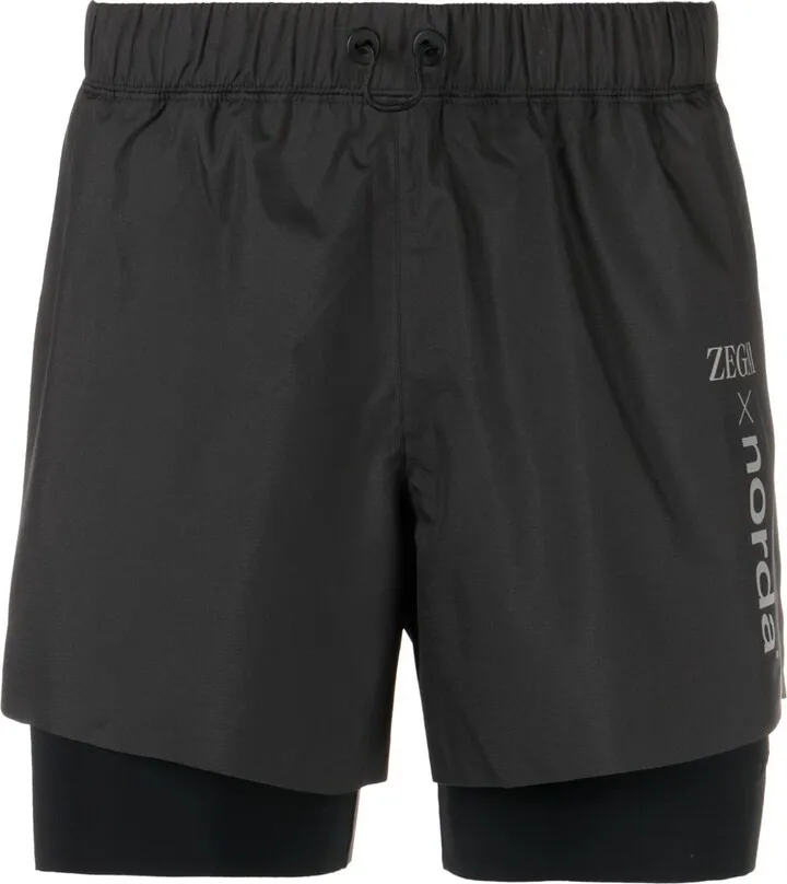 Black Logo-Print Running Shorts