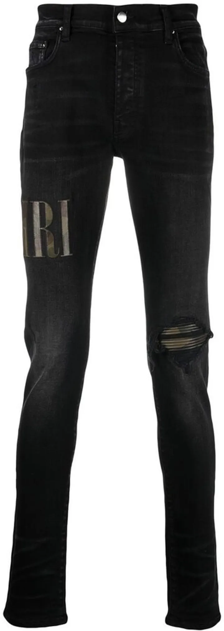 Leather Logo-Patch Skinny Jeans