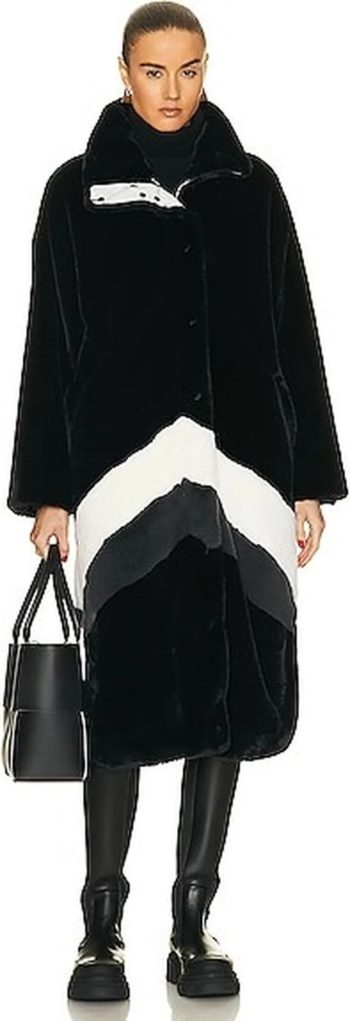 Perfect Moment Astrid Long Faux Fur Coat in Black