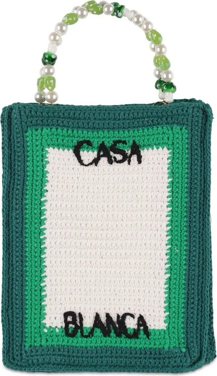 Beaded crochet tennis tote bag