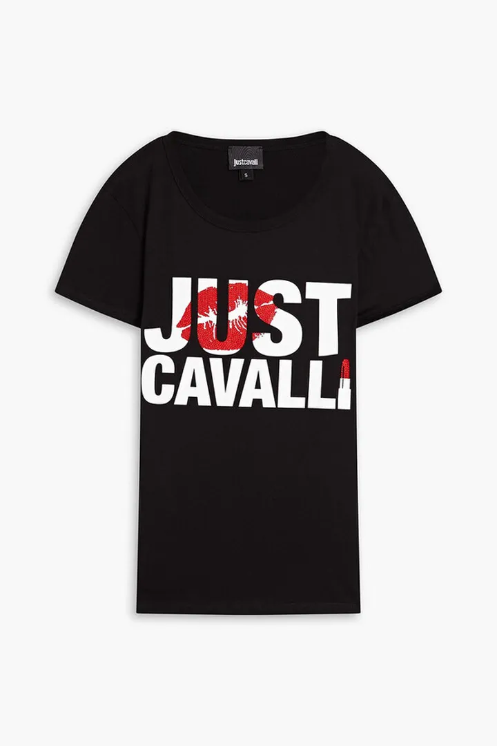 Embellished logo-print cotton-jersey T-shirt