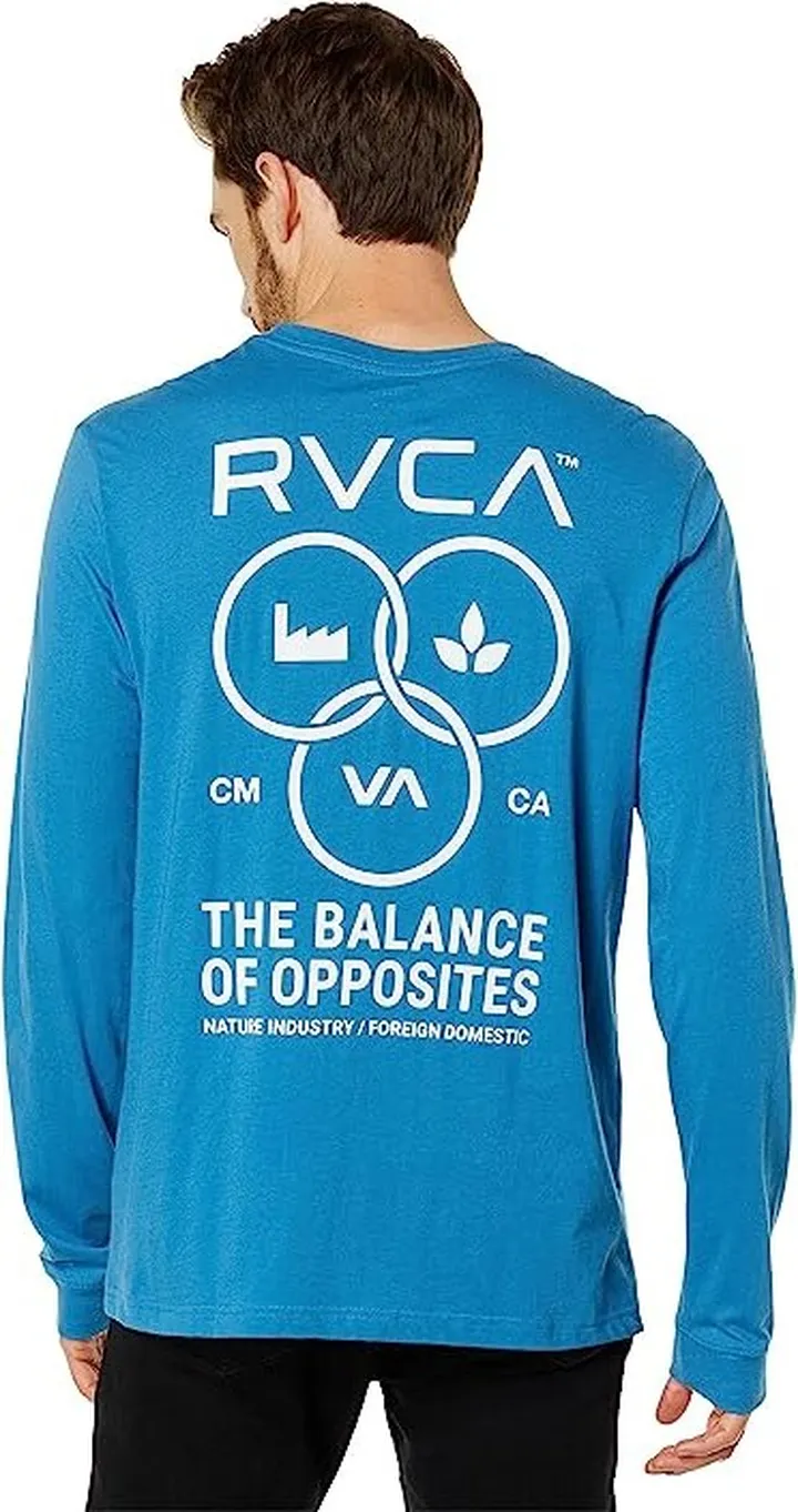 RVCA Trifecta Long Sleeve Tee (French Blue) Men's Clothing