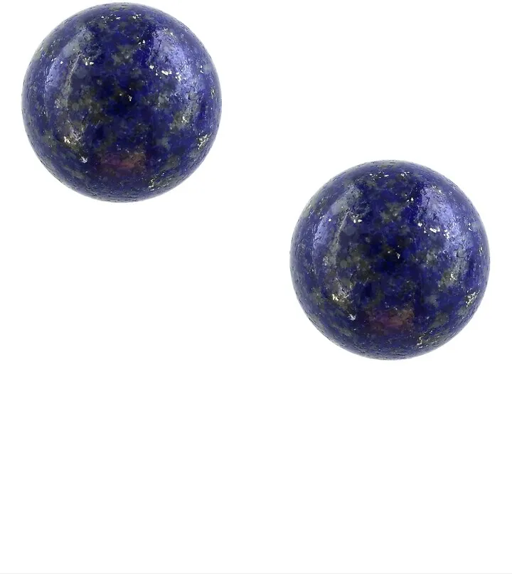 14K Yellow Gold Round Lapis Lazuli Stud Earrings