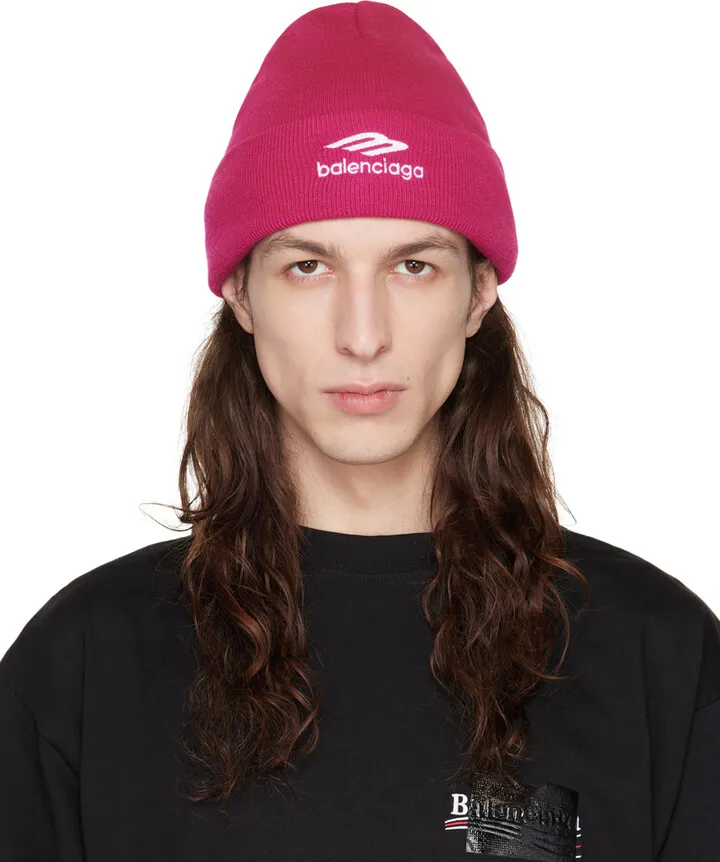 Balenciaga Pink 3B Sports Icon Beanie