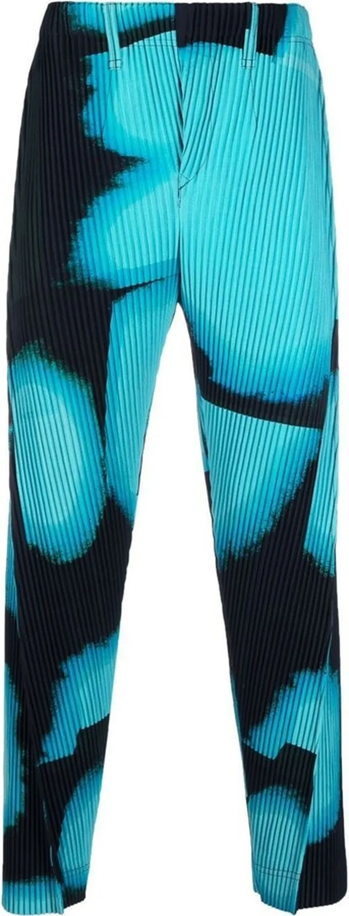 Abstract-Pattern Plissé-Effect Trousers