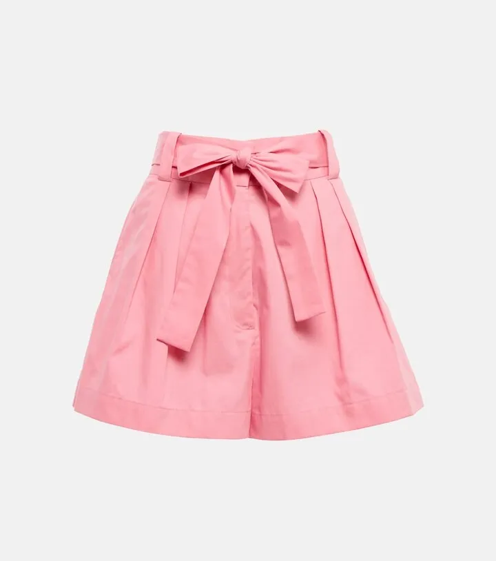 High-rise wide-leg cotton shorts