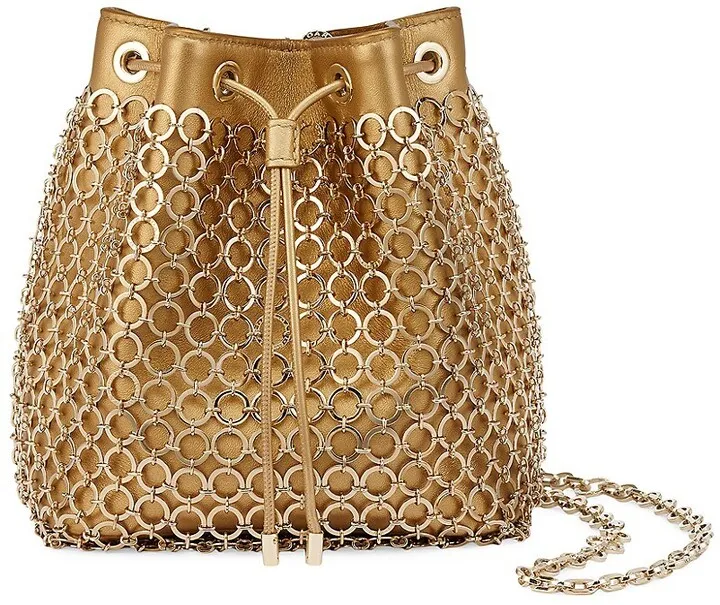 Serpenti Heritage Mesh Metallic Leather Bucket Bag