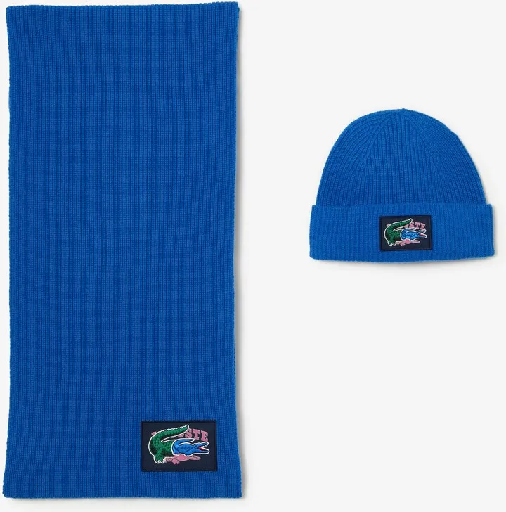 Unisex Ribbed Wool Beanie And Scarf Gift Set