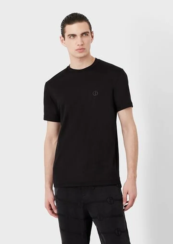Cotton-interlock T-shirt with embroidered logo