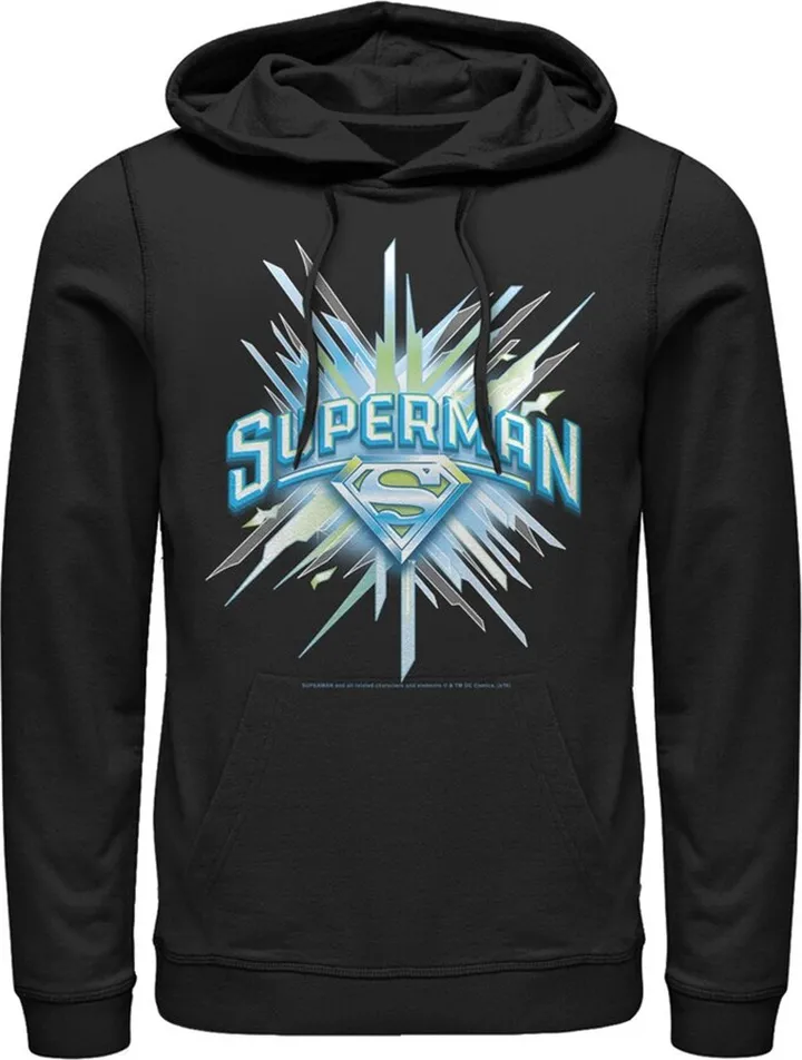 Men's Superman Logo Icicles Pull Over Hoodie - Black - Medium