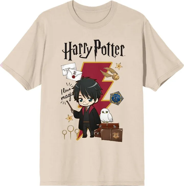 Harry Potter Kanji Lightning Bolt Art Crew Neck Short Sleeve Natural Women’s T-shirt-3XL