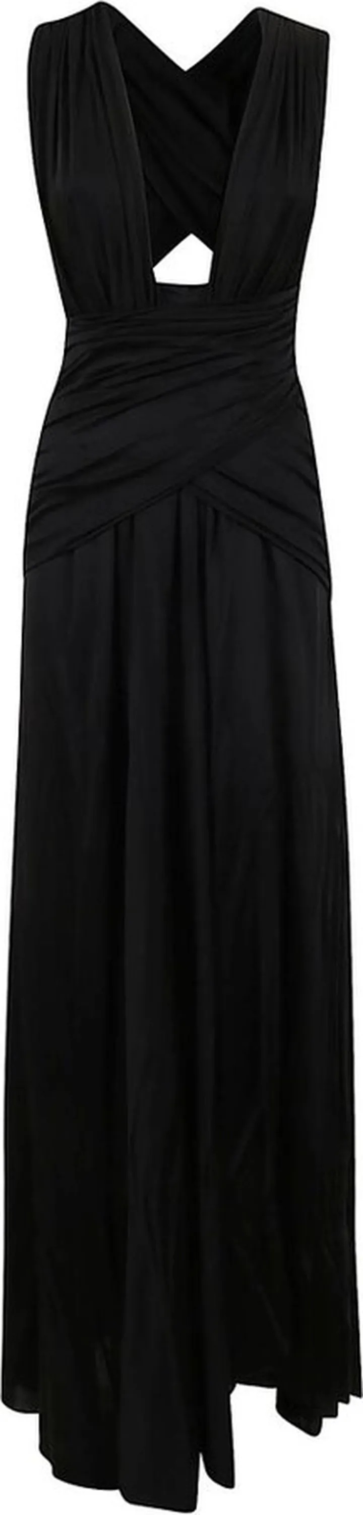 Pinko Plunging V-Neck Gathered Detail Gown