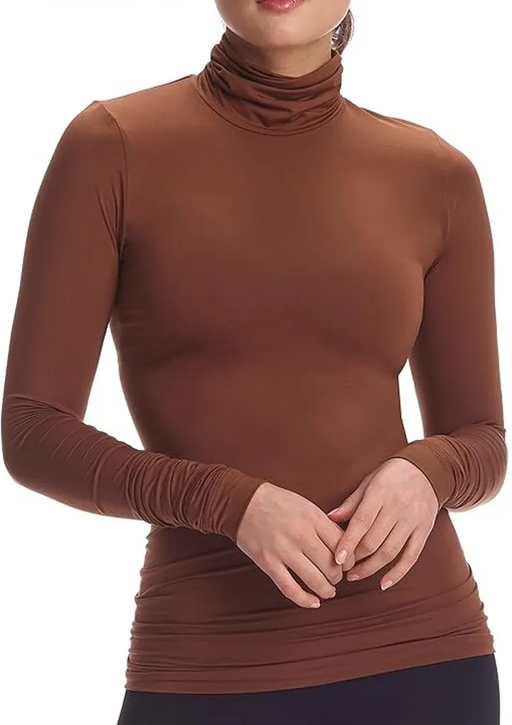 Commando Butter Long Sleeve Turtleneck TS27 (Cinnamon) Women's Clothing