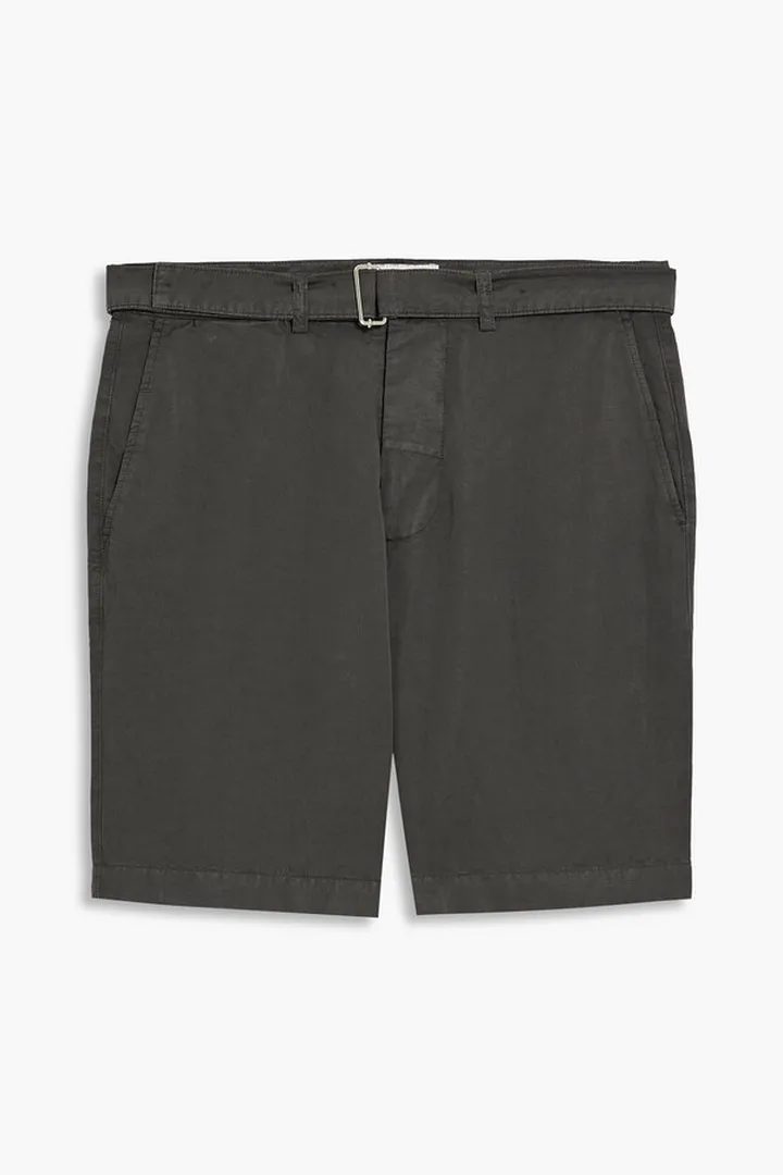 Julian belted cotton and linen-blend twill shorts